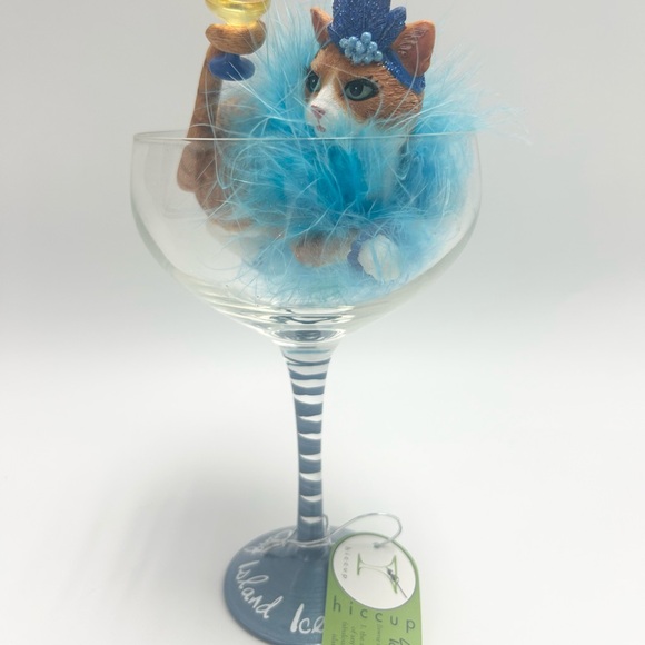 🍸🐈🩵💙Pavilion Gift Company - Long Island Iced Tabby Cat in Glass. - Picture 8 of 17